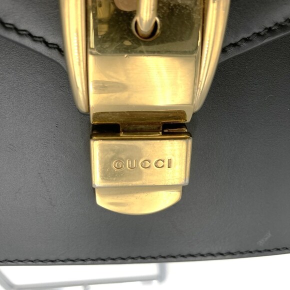 GUCCI Black Leather Sylvie Shoulder Bag - Picture 2 of 11